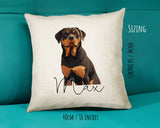 Rottweiler name cushion size guide - 40 x 40cm (16 x 16 inches)