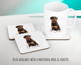 Personalised Rottweiler cushion with matching mug and coaster