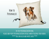 How to personalise the Australian Shepherd name cushion - add your dog's name in the personalisation box