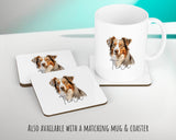Personalised Australian Shepherd cushion with matching mug and coaster