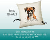 How to personalise the Boxer name cushion - add your dog's name in the personalisation box