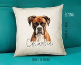 Boxer name cushion size guide - 40 x 40cm (16 x 16 inches)