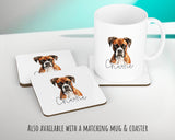 Personalised Boxer cushion with matching mug and coaster