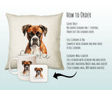How to order the Boxer cushion - Cover Only, Full Cushion and Pad, or Cushion+Mug+Coaster