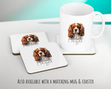 Personalised Cavalier King Charles Spaniel cushion with matching mug and coaster