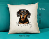 Dachshund name cushion size guide - 40 x 40cm (16 x 16 inches)