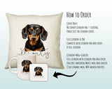 How to order the Dachshund cushion - Cover Only, Full Cushion and Pad, or Cushion+Mug+Coaster