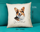 Pembroke Welsh Corgi name cushion size guide - 40 x 40cm (16 x 16 inches)