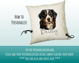 How to personalise the Bernese Mountain Dog name cushion - add your dog's name in the personalisation box