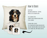 How to order the Bernese Mountain Dog cushion - Cover Only, Full Cushion and Pad, or Cushion+Mug+Coaster