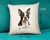 Boston Terrier name cushion size guide - 40 x 40cm (16 x 16 inches)