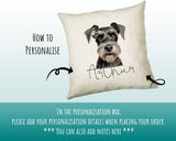 How to personalise the Miniature Schnauzer name cushion - add your dog's name in the personalisation box