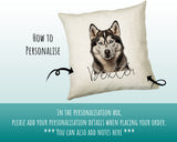 How to personalise the Siberian Husky name cushion - add your dog's name in the personalisation box