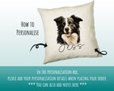 How to personalise the Border Collie name cushion - add your dog's name in the personalisation box