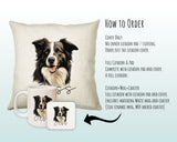 How to order the Border Collie cushion - Cover Only, Full Cushion and Pad, or Cushion+Mug+Coaster