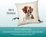 How to personalise the Brittany Spaniel name cushion - add your dog's name in the personalisation box