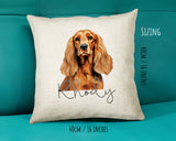 Cocker Spaniel name cushion size guide - 40 x 40cm (16 x 16 inches)