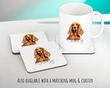Personalised Cocker Spaniel cushion with matching mug and coaster