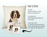 How to order the English Springer Spaniel cushion - Cover Only, Full Cushion and Pad, or Cushion+Mug+Coaster