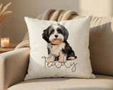 Personalised Havanese name cushion on a sofa