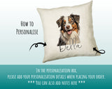 How to personalise the Miniature American Shepherd name cushion - add your dog's name in the personalisation box