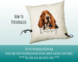 How to personalise the Basset Hound name cushion - add your dog's name in the personalisation box