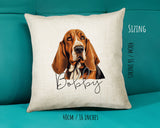 Basset Hound name cushion size guide - 40 x 40cm (16 x 16 inches)