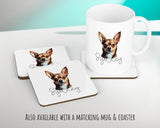 Personalised Chihuahua cushion with matching mug and coaster