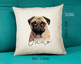 Pug name cushion size guide - 40 x 40cm (16 x 16 inches)