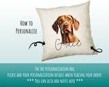How to personalise the Hungarian Vizsla name cushion - add your dog's name in the personalisation box