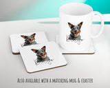 Personalised Australian Cattle Dog cushion with matching mug and coaster