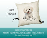 How to personalise the Bichon Frise name cushion - add your dog's name in the personalisation box