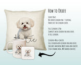 How to order the Bichon Frise cushion - Cover Only, Full Cushion and Pad, or Cushion+Mug+Coaster