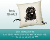 How to personalise the Newfoundland Dog name cushion - add your dog's name in the personalisation box