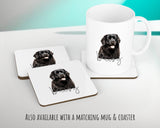 Personalised Newfoundland Dog cushion with matching mug and coaster