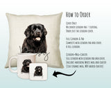 How to order the Newfoundland Dog cushion - Cover Only, Full Cushion and Pad, or Cushion+Mug+Coaster