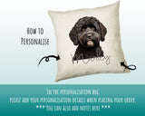 How to personalise the Black Cockapoo name cushion - add your dog's name in the personalisation box