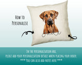 How to personalise the Rhodesian Ridgeback name cushion - add your dog's name in the personalisation box
