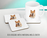 Personalised Shiba Inu cushion with matching mug and coaster