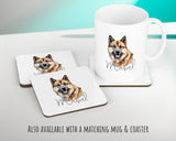 Personalised Akita cushion with matching mug and coaster
