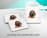 Personalised Bloodhound cushion with matching mug and coaster