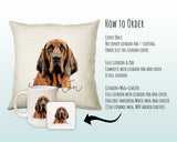 How to order the Bloodhound cushion - Cover Only, Full Cushion and Pad, or Cushion+Mug+Coaster