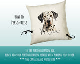 How to personalise the Dalmatian name cushion - add your dog's name in the personalisation box