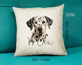 Dalmatian name cushion size guide - 40 x 40cm (16 x 16 inches)