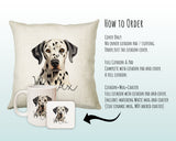 How to order the Dalmatian cushion - Cover Only, Full Cushion and Pad, or Cushion+Mug+Coaster