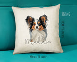 Papillon name cushion size guide - 40 x 40cm (16 x 16 inches)