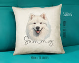 Samoyed name cushion size guide - 40 x 40cm (16 x 16 inches)