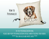 How to personalise the St Bernard name cushion - add your dog's name in the personalisation box