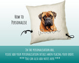 How to personalise the Bullmastiff name cushion - add your dog's name in the personalisation box