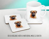 Personalised Bullmastiff cushion with matching mug and coaster